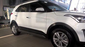 7 349 р. Пластиковые пороги АвтоКрат Hyundai Creta GS рестайлинг (2019-2021) (Неокрашенные)  с доставкой в г. Воронеж. Увеличить фотографию 2