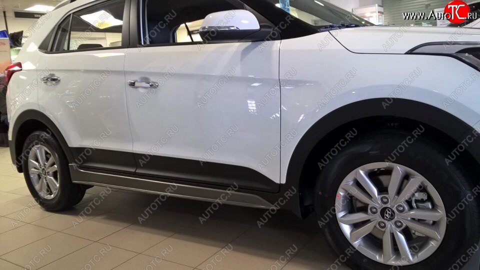 7 349 р. Пластиковые пороги АвтоКрат Hyundai Creta GS рестайлинг (2019-2021) (Неокрашенные)  с доставкой в г. Воронеж