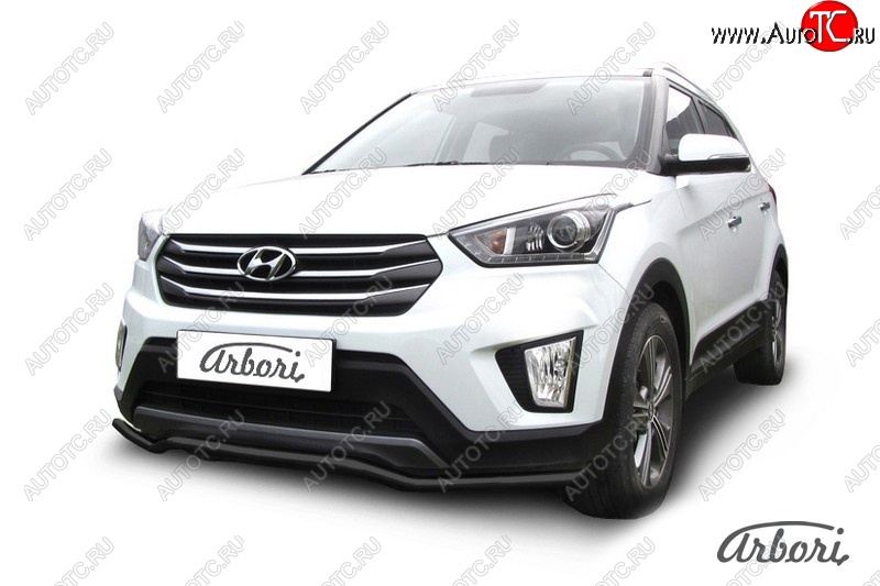 5 849 р. Защита переднего бампера Arbori (волна, черная, 1 труба d42 mm). Hyundai Creta GS дорестайлинг (2015-2019)  с доставкой в г. Воронеж