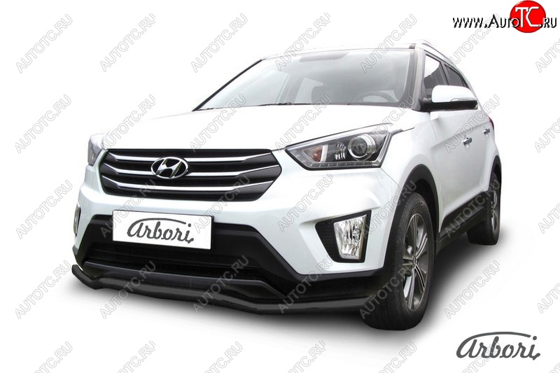 6 029 р. Защита переднего бампера Arbori (волна, черная, 1 труба d57 mm). Hyundai Creta GS дорестайлинг (2015-2019)  с доставкой в г. Воронеж