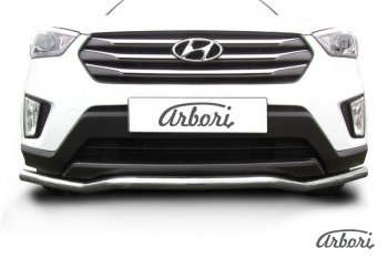 26 999 р. Защита переднего бампера Arbori (волна, нержавейка, 1 труба d57 mm).  Hyundai Creta  GS (2015-2021) дорестайлинг, рестайлинг  с доставкой в г. Воронеж. Увеличить фотографию 2