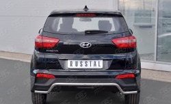 Защита заднего бампера (Ø42 мм волна, нержавейка) SLITKOFF Hyundai Creta GS дорестайлинг (2015-2019)