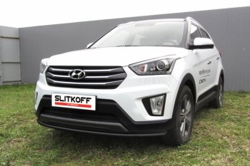 7 499 р. Защита переднего бампер из трубы d42 Slitkoff (дуга) Hyundai Creta GS дорестайлинг (2015-2019) (Цвет: серебристый)  с доставкой в г. Воронеж. Увеличить фотографию 1