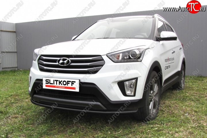 7 499 р. Защита переднего бампер из трубы d42 Slitkoff (дуга)  Hyundai Creta  GS (2015-2021) дорестайлинг, рестайлинг (Цвет: серебристый)  с доставкой в г. Воронеж