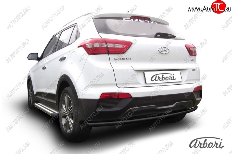 5 399 р. Защита заднего бампера Arbori (черная, 1 труба d42 mm). Hyundai Creta GS дорестайлинг (2015-2019)  с доставкой в г. Воронеж