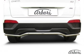 10 979 р. Защита заднего бампера Arbori (скоба, нержавейка, 1 труба d42 mm).  Hyundai Creta  GS (2015-2021) дорестайлинг, рестайлинг  с доставкой в г. Воронеж. Увеличить фотографию 2