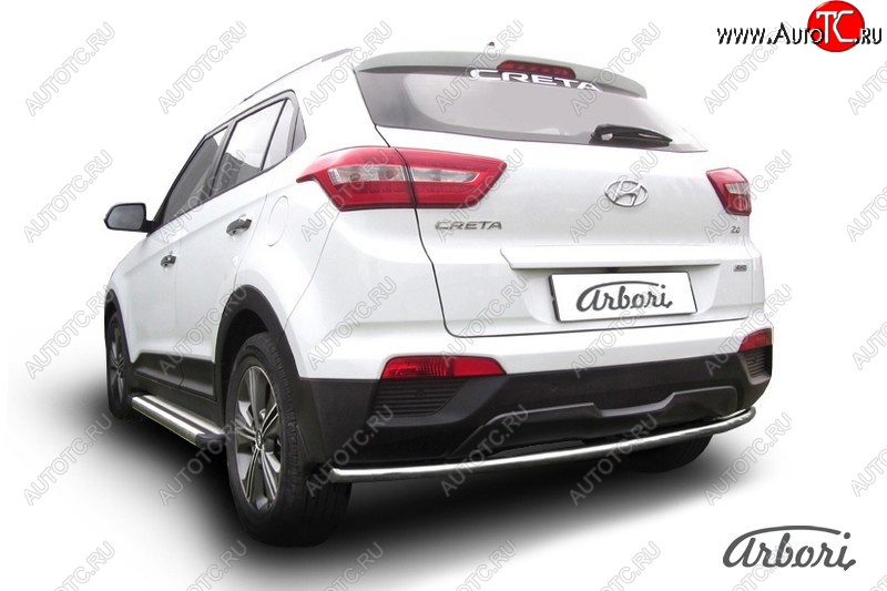 19 649 р. Защита заднего бампера Arbori (нержавейка, 1 труба d42 mm).  Hyundai Creta  GS (2015-2021) дорестайлинг, рестайлинг  с доставкой в г. Воронеж