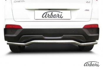 5 199 р. Защита заднего бампера Arbori (скоба, нержавейка, 1 труба d57 mm). Hyundai Creta GS дорестайлинг (2015-2019)  с доставкой в г. Воронеж. Увеличить фотографию 2
