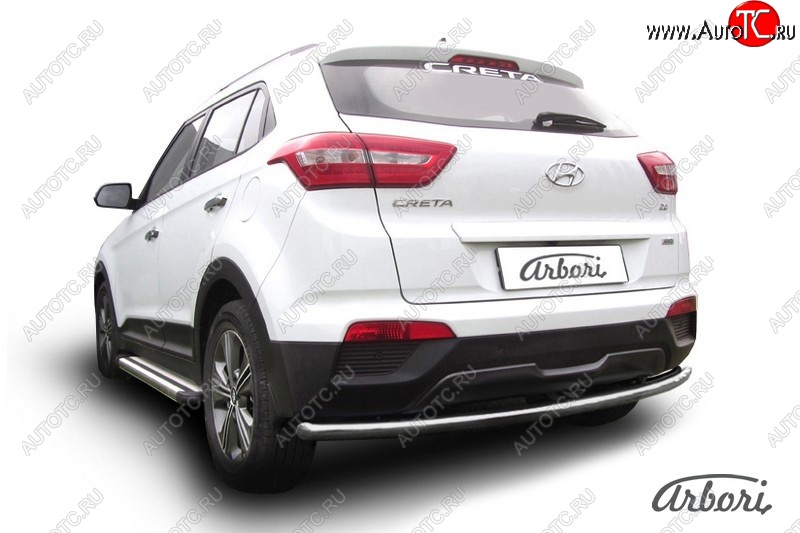 21 999 р. Защита заднего бампера Arbori (нержавейка, 1 труба d57 mm).  Hyundai Creta  GS (2015-2021) дорестайлинг, рестайлинг  с доставкой в г. Воронеж