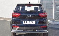 16 699 р. Защита заднего бампера (2 трубы Ø63 и 42 мм, нержавейка) SLITKOFF Hyundai Creta GS дорестайлинг (2015-2019)  с доставкой в г. Воронеж. Увеличить фотографию 1