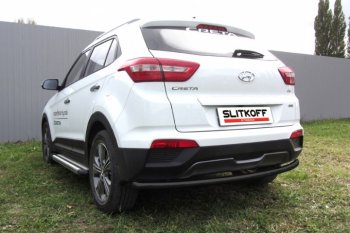 Защита заднего бампера из трубы d57 Slitkoff (радиусная) Hyundai Creta GS дорестайлинг (2015-2019)