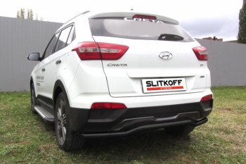 Защита заднего бампера из трубы d57 Slitkoff (сталь, скоба) Hyundai Creta GS дорестайлинг (2015-2019)