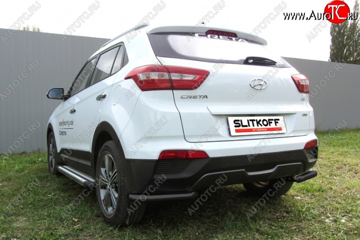 6 799 р. Защита заднего бампера из уголков d57 Slitkoff Hyundai Creta GS дорестайлинг (2015-2019) (Цвет: серебристый)  с доставкой в г. Воронеж