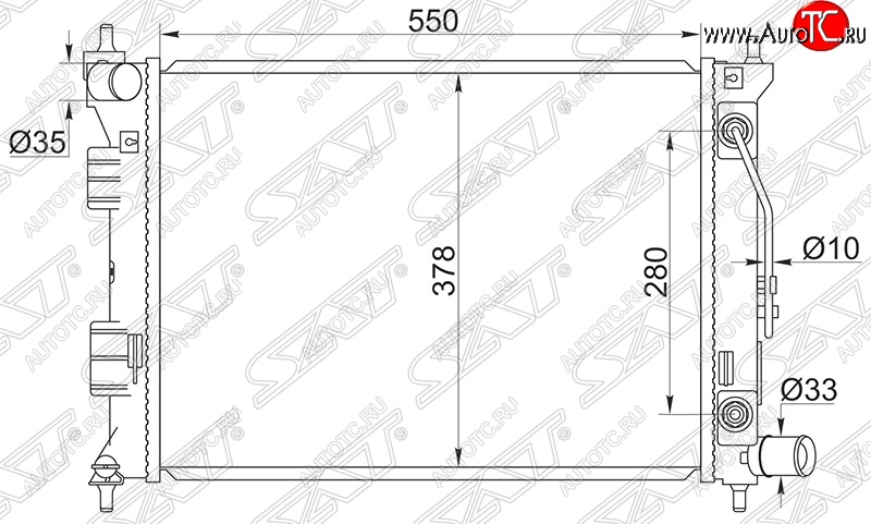 5 249 р. Радиатор двигателя SAT (пластинчатый, МКПП/АКПП) Hyundai Elantra MD дорестайлинг (2010-2013)  с доставкой в г. Воронеж