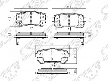 699 р. Колодки тормозные задние SAT  Hyundai Creta  GS (2015-2021), Hyundai Tucson  TL (2015-2021), KIA Ceed  1 ED (2006-2012), KIA Cerato  2 TD (2008-2013), KIA Rio  2 JB (2005-2011), KIA Sportage  2 JE,KM (2004-2010)  с доставкой в г. Воронеж. Увеличить фотографию 1