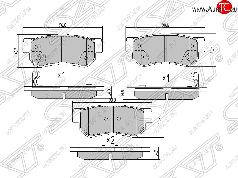 779 р. Колодки тормозные SAT (задние)  Hyundai Elantra  XD - Sonata ( Y3,  NF)  с доставкой в г. Воронеж