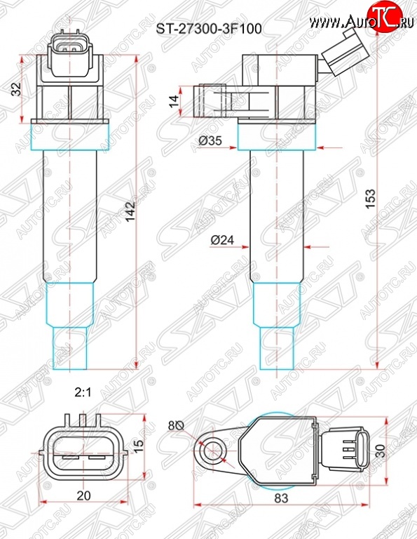 859 р. Катушка зажигания SAT Hyundai IX35 LM дорестайлинг (2009-2013)  с доставкой в г. Воронеж