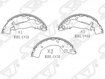 1 399 р. Колодки тормозные SAT (задние) Hyundai Getz TB хэтчбэк 5 дв. дорестайлинг (2002-2005)  с доставкой в г. Воронеж. Увеличить фотографию 1