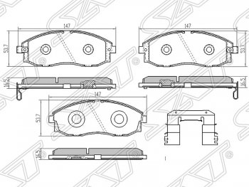 1 399 р. Колодки тормозные SAT (передние) Hyundai Porter AU,KR (1996-2011)  с доставкой в г. Воронеж. Увеличить фотографию 1