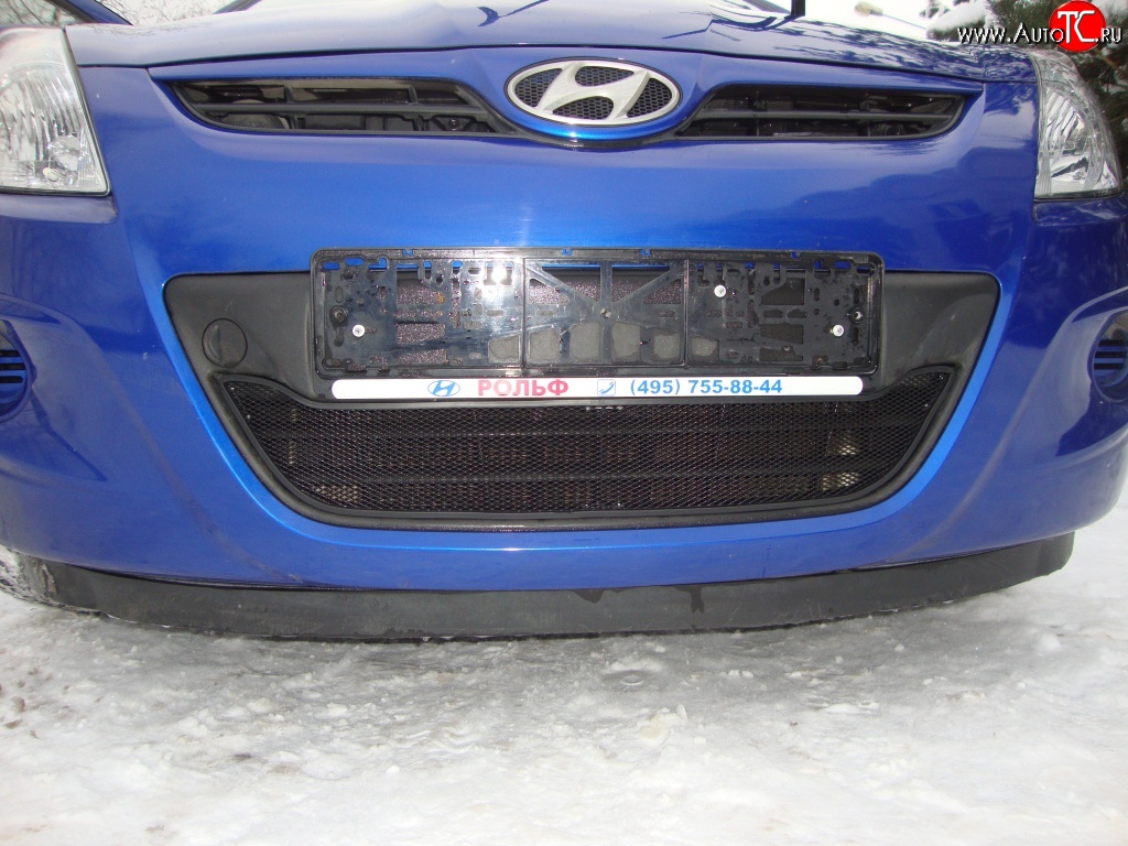 1 469 р. Сетка на бампер Russtal (черная) Hyundai i20 PB хэтчбэк дорестайлинг (2008-2012)  с доставкой в г. Воронеж