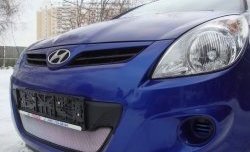 1 539 р. Сетка на бампер Russtal (хром) Hyundai i20 PB хэтчбэк дорестайлинг (2008-2012)  с доставкой в г. Воронеж. Увеличить фотографию 3