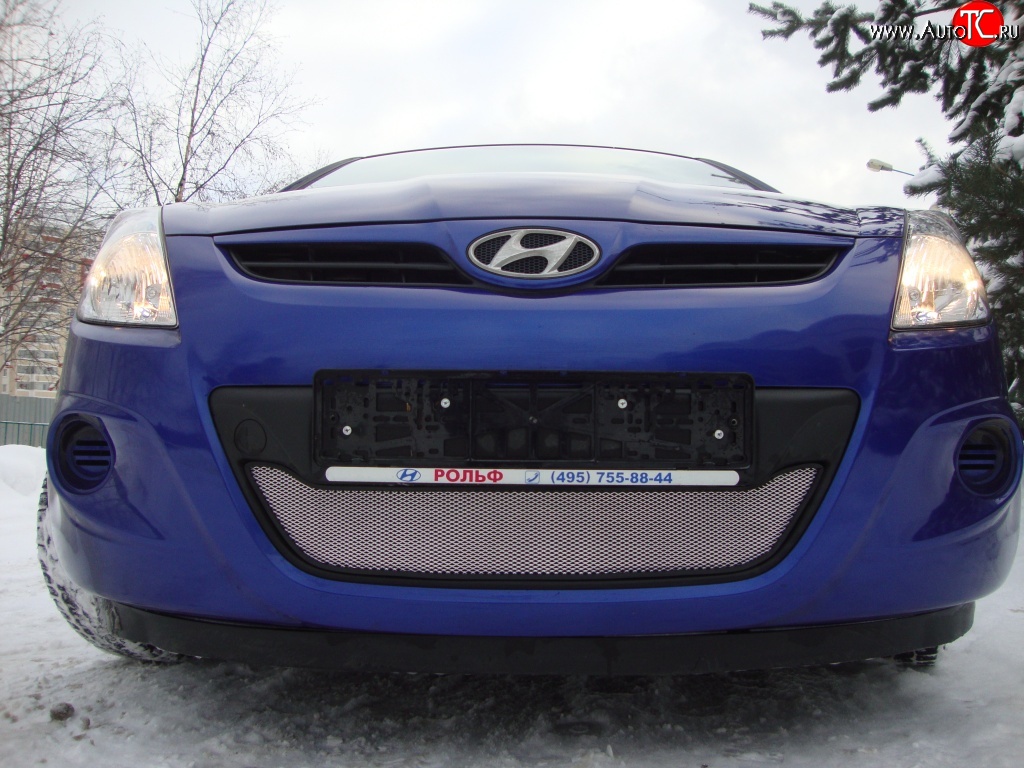 1 539 р. Сетка на бампер Russtal (хром) Hyundai i20 PB хэтчбэк дорестайлинг (2008-2012)  с доставкой в г. Воронеж