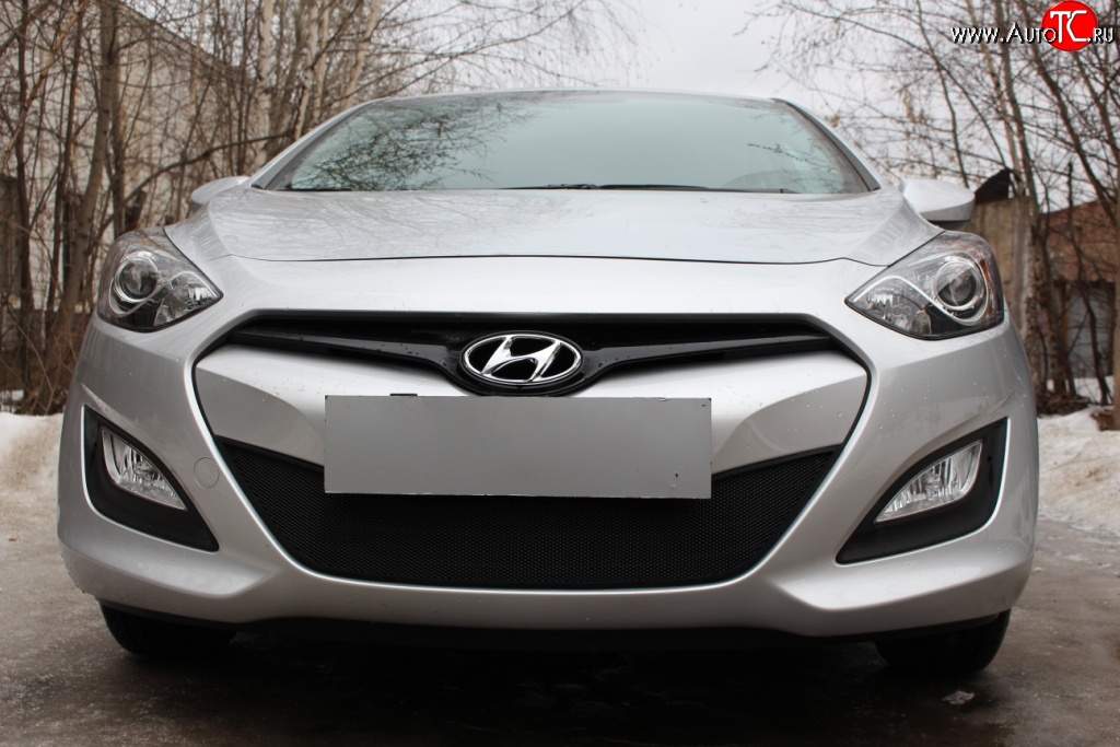 1 839 р. Сетка на бампер Russtal (черная) Hyundai I30 2 GD дорестайлинг универсал (2011-2015)  с доставкой в г. Воронеж