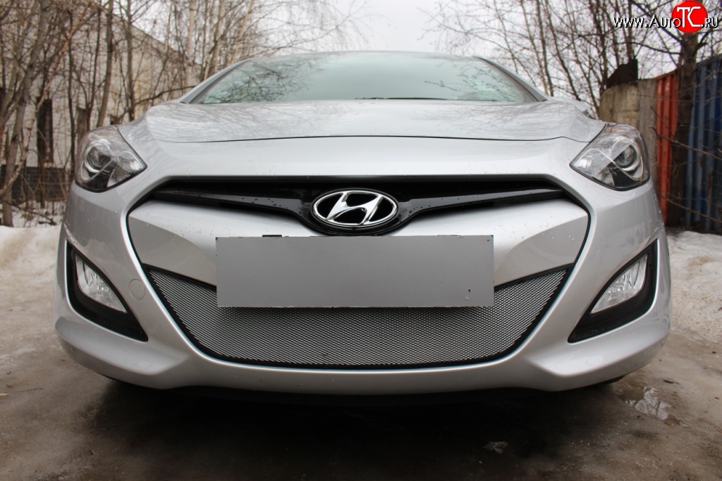 1 539 р. Сетка на бампер Russtal (хром) Hyundai I30 2 GD дорестайлинг универсал (2011-2015)  с доставкой в г. Воронеж