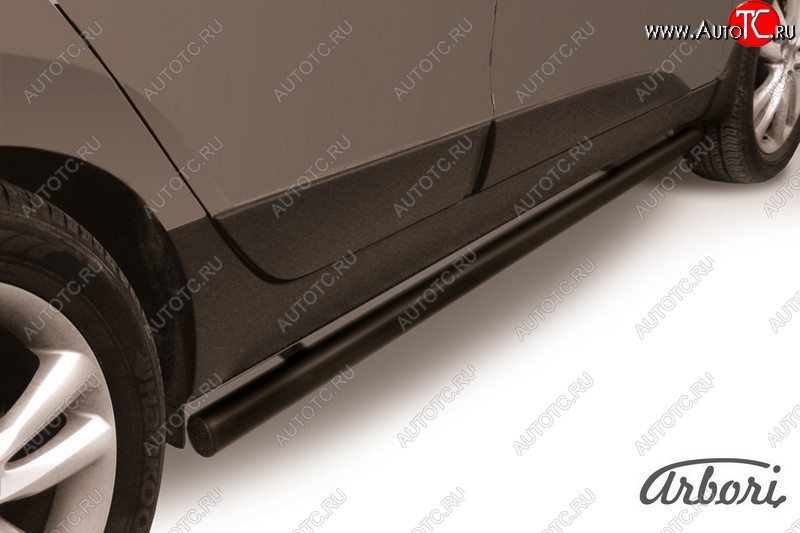 6 299 р. Защита заднего бампера Arbori (черная, 1 труба d57 mm). Hyundai IX35 LM дорестайлинг (2009-2013)  с доставкой в г. Воронеж