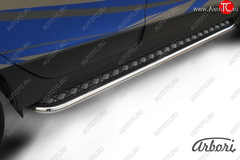 15 299 р. Защита штатных порогов с листом Arbori (нержавейка, алюминий, d57)  Hyundai IX35  LM (2009-2018) дорестайлинг, рестайлинг  с доставкой в г. Воронеж