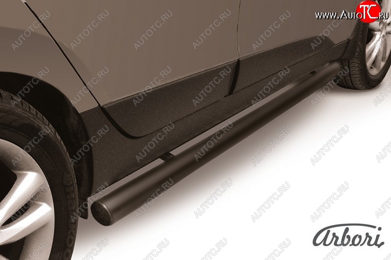 7 199 р. Защита штатных порогов Arbori (черная, d76 mm). Hyundai IX35 LM дорестайлинг (2009-2013)  с доставкой в г. Воронеж
