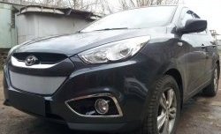 2 199 р. Сетка на бампер Russtal (хром) Hyundai IX35 LM дорестайлинг (2009-2013)  с доставкой в г. Воронеж. Увеличить фотографию 2