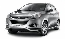 8 599 р. Защита порогов из круглой трубы диаметром 63 мм Petroil Tuning Hyundai IX35 LM дорестайлинг (2009-2013) (Нержавеющая полированная сталь)  с доставкой в г. Воронеж. Увеличить фотографию 3