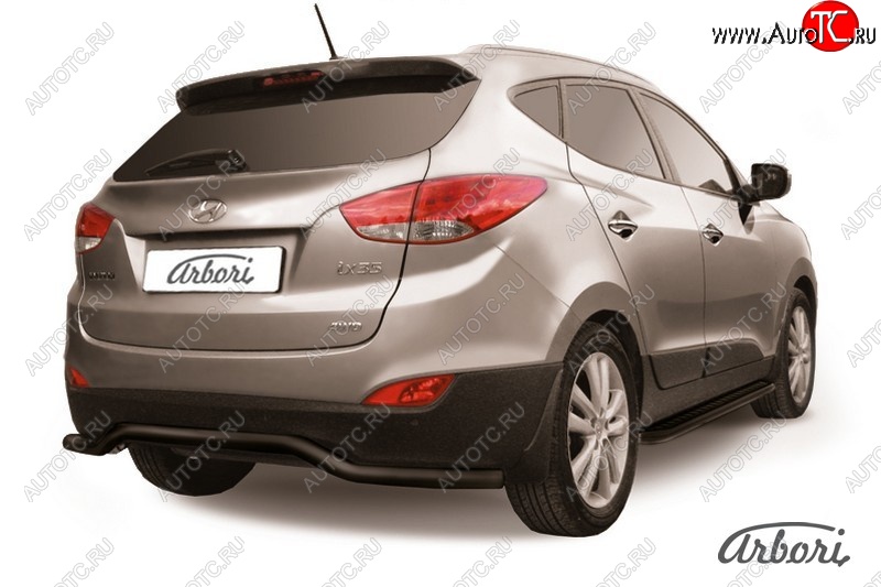 6 839 р. Защита заднего бампера Arbori (волна, черная, 1 труба d57 mm). Hyundai IX35 LM дорестайлинг (2009-2013)  с доставкой в г. Воронеж