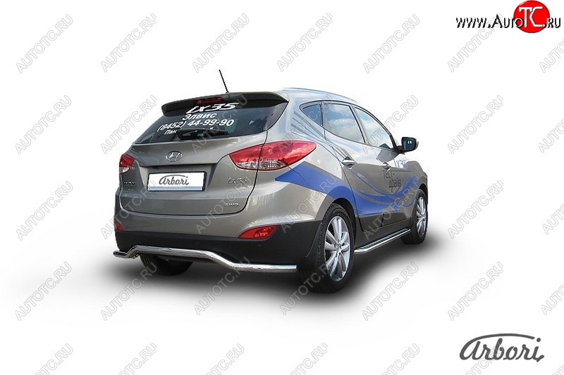 12 959 р. Защита заднего бампера Arbori (волна, нержавейка, 1 труба d57 mm). Hyundai IX35 LM дорестайлинг (2009-2013)  с доставкой в г. Воронеж