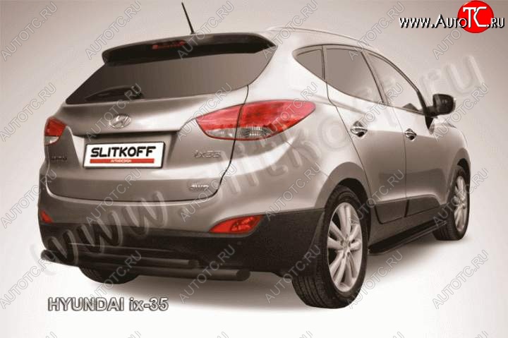 7 999 р. Защита заднего бампера из труб d57+d42 Slitkoff Hyundai IX35 LM дорестайлинг (2009-2013) (Цвет: серебристый)  с доставкой в г. Воронеж