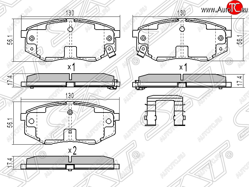 1 069 р. Колодки тормозные SAT (передние) Hyundai Sonata YF (2009-2014)  с доставкой в г. Воронеж