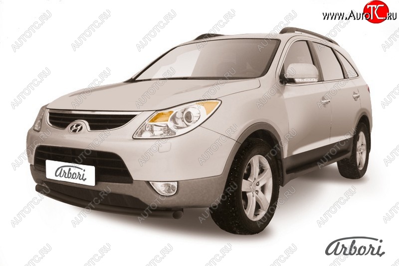 7 199 р. Защита переднего бампера Arbori (черная, 2 трубы d57 и 57 mm)  Hyundai IX55  EN (2006-2013)  с доставкой в г. Воронеж