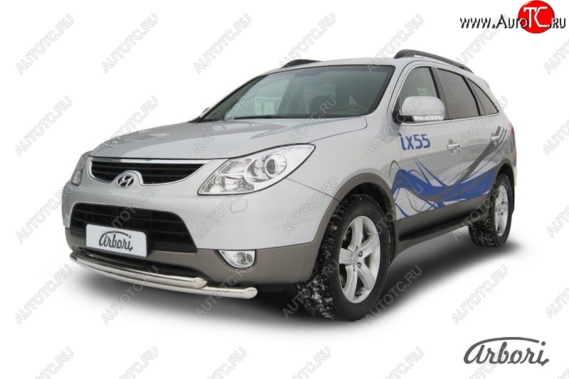 13 769 р. Защита переднего бампера Arbori (нержавейка, 2 трубы d57 и 42 mm)  Hyundai IX55  EN (2006-2013)  с доставкой в г. Воронеж