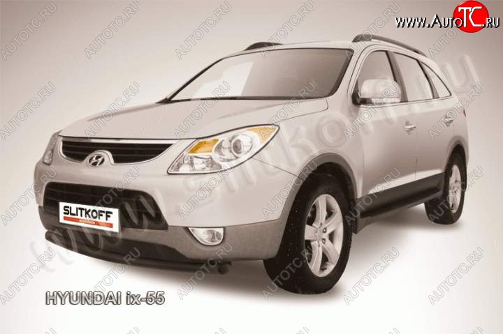 8 749 р. Защита переднего бампера из трубы d57 Slitkoff (дуга)  Hyundai IX55  EN (2006-2013) (Цвет: серебристый)  с доставкой в г. Воронеж