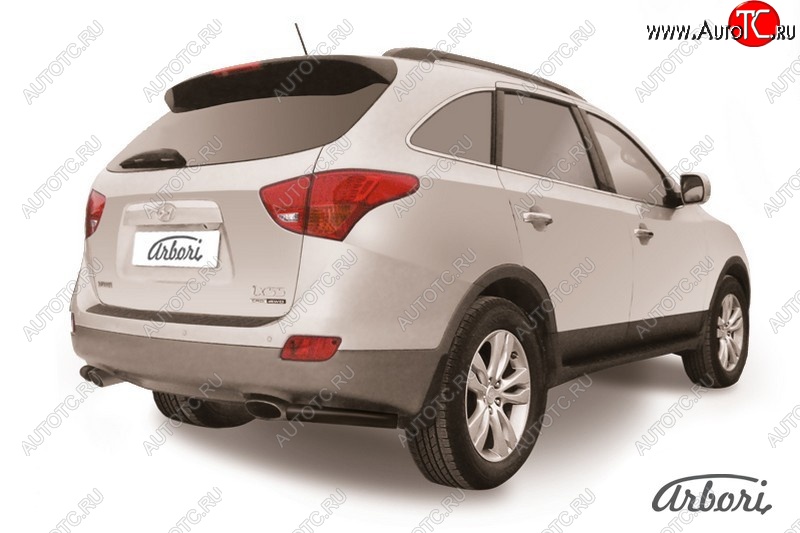 5 399 р. Защита заднего бампера Arbori (уголки, черная, 1 труба d57 mm).  Hyundai IX55  EN (2006-2013)  с доставкой в г. Воронеж
