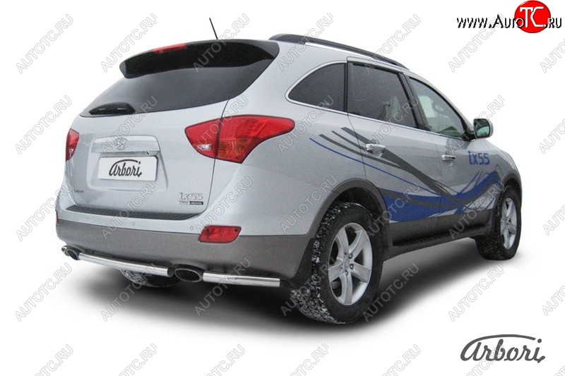 6 749 р. Защита заднего бампера Arbori (короткая, нержавейка, 1 труба d57 mm). Hyundai IX55 EN (2006-2013)  с доставкой в г. Воронеж
