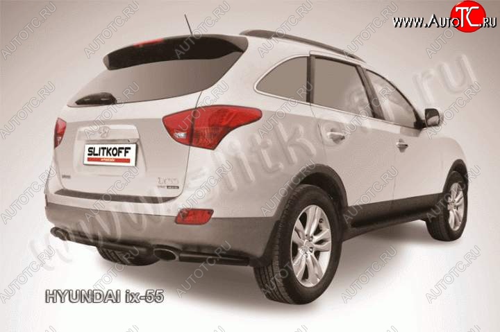 4 799 р. Защита заднено бампера из трубы с уголками d57 Slitkoff  Hyundai IX55  EN (2006-2013) (Цвет: серебристый)  с доставкой в г. Воронеж