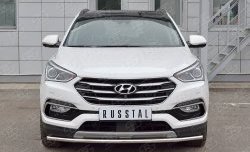 13 949 р. Защита переднего бампера (Ø42 мм, нержавейка, Premium) SLITKOFF Hyundai Santa Fe DM рестайлинг (2015-2019)  с доставкой в г. Воронеж. Увеличить фотографию 1