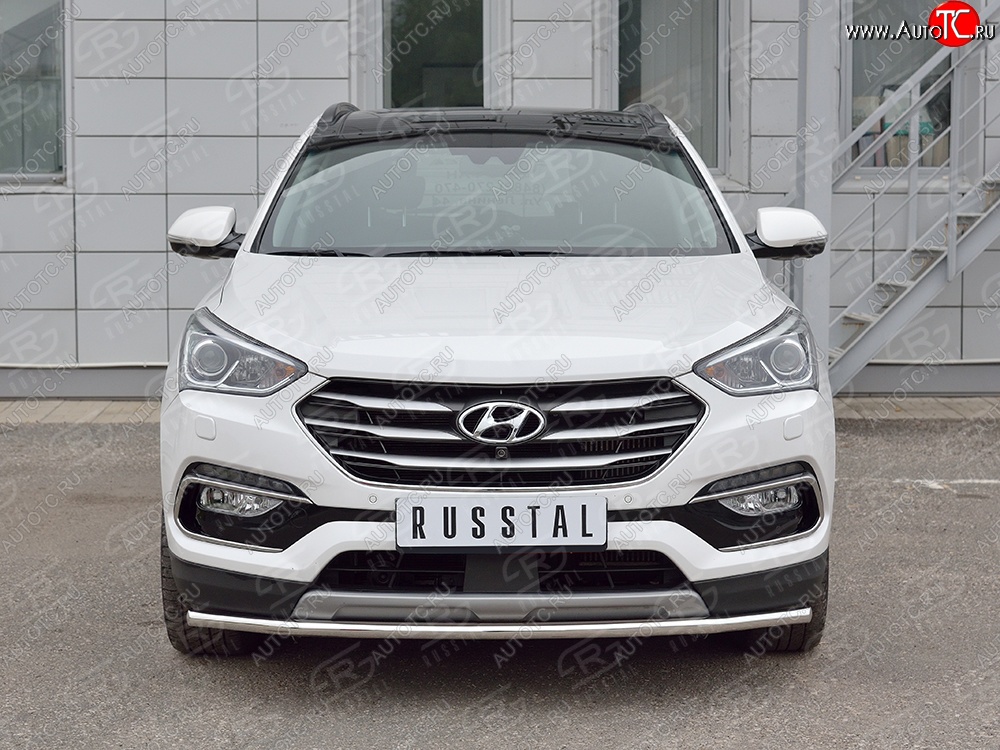 13 949 р. Защита переднего бампера (Ø42 мм, нержавейка, Premium) SLITKOFF Hyundai Santa Fe DM рестайлинг (2015-2019)  с доставкой в г. Воронеж