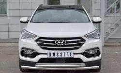 Защита переднего бампера (2 трубыØ63 и 42 мм, нержавейка) SLITKOFF Hyundai Santa Fe DM рестайлинг (2015-2019)