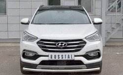 15 999 р. Защита переднего бампера (Ø63 мм, нержавейка, Premium) SLITKOFF  Hyundai Santa Fe  DM (2015-2019) рестайлинг  с доставкой в г. Воронеж. Увеличить фотографию 1