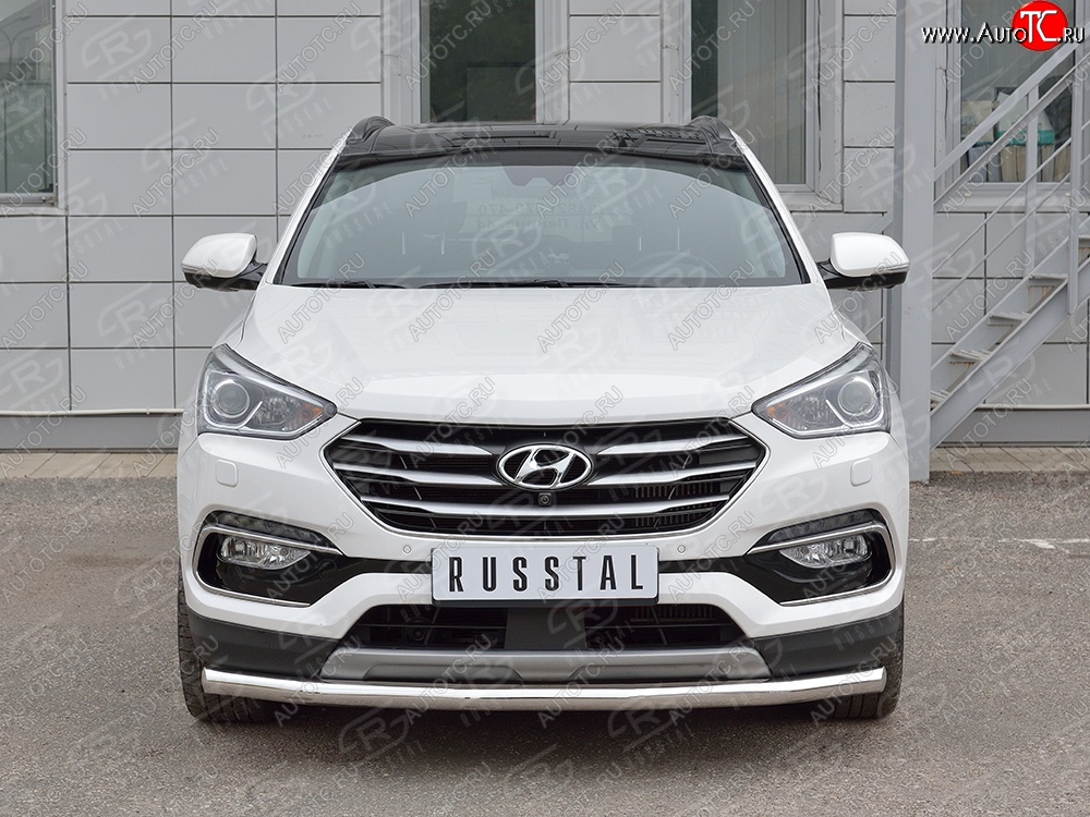 15 999 р. Защита переднего бампера (Ø63 мм, нержавейка, Premium) SLITKOFF  Hyundai Santa Fe  DM (2015-2019) рестайлинг  с доставкой в г. Воронеж