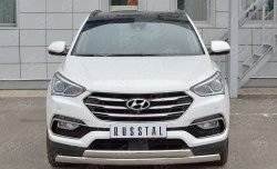 27 999 р. Защита переднего бампера (2 трубыØ75х42 мм, нержавейка, Premium) Russtal Hyundai Santa Fe DM рестайлинг (2015-2019)  с доставкой в г. Воронеж. Увеличить фотографию 1