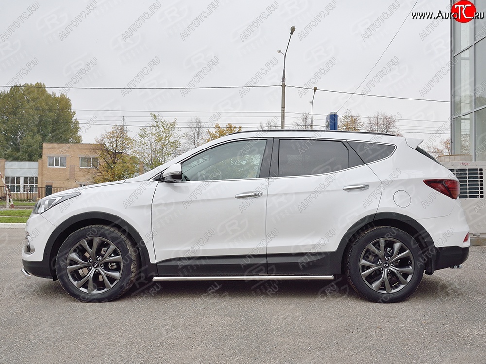 17 299 р. Защита порогов из круглой трубы диаметром 42 мм PREMIUM SLITKOFF  Hyundai Santa Fe  DM (2015-2019) рестайлинг  с доставкой в г. Воронеж